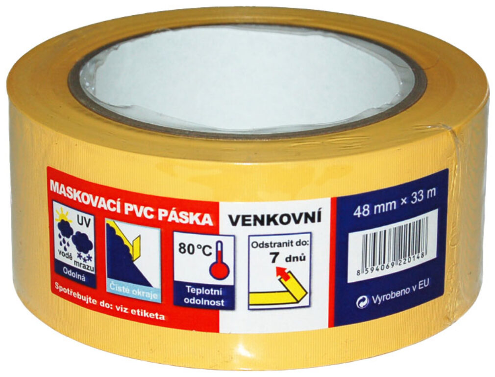 Venkovní maskovací páska PVC UV 48x33, 80°C, 7 dnů
                          