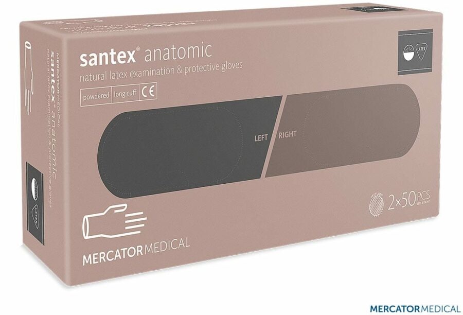 Rukavice jednorázové latex Santex s pudrem, 100ks - S